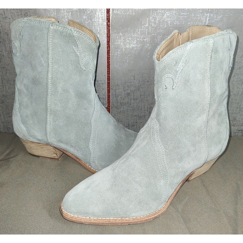 Free People Women's Frontier Dusty Blue Western Boots Sz 39